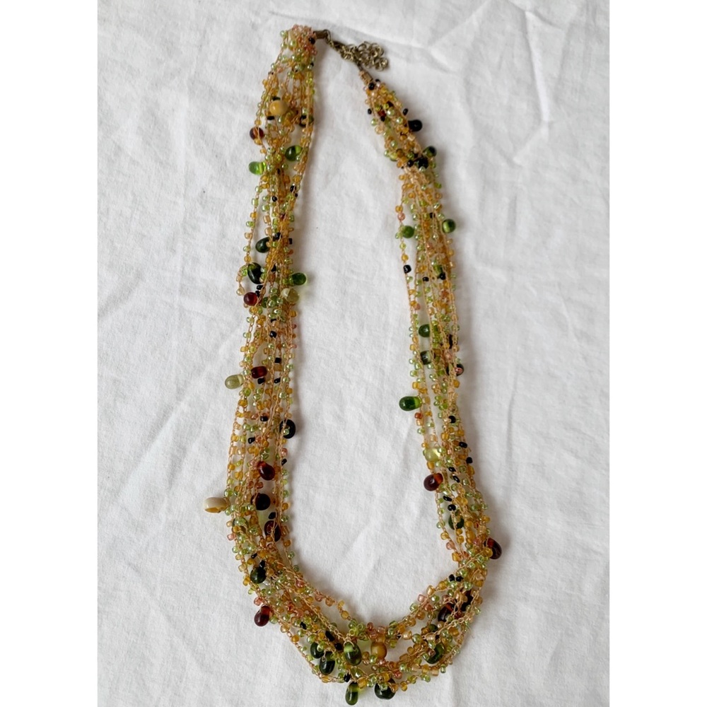 💍💫 Green and amber beaded necklace